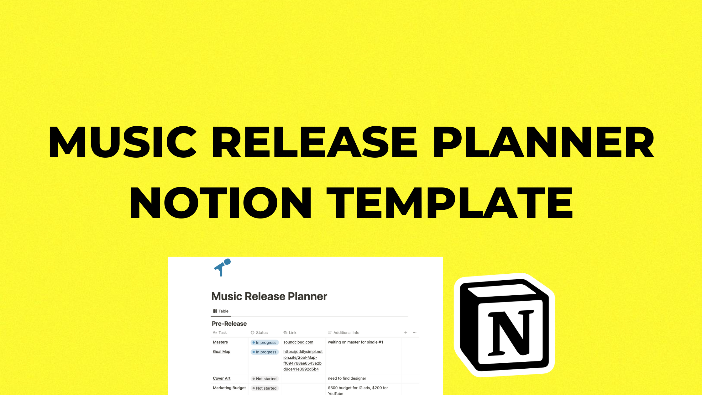 Music Release Planner Template for Independent Artists